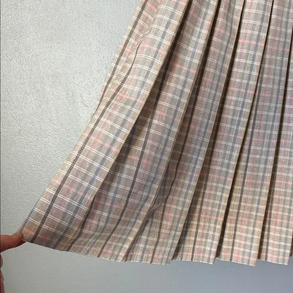 Vintage Pendleton Womens Plaid Pleated 60s Pastel Womens Skirt Academia Waist28” - Picture 2 of 10